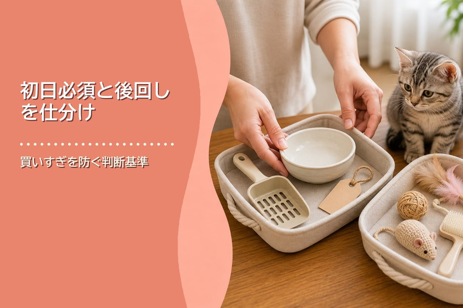 初日に必要なものと後回しでよいものを仕分けするブリーダーの手元