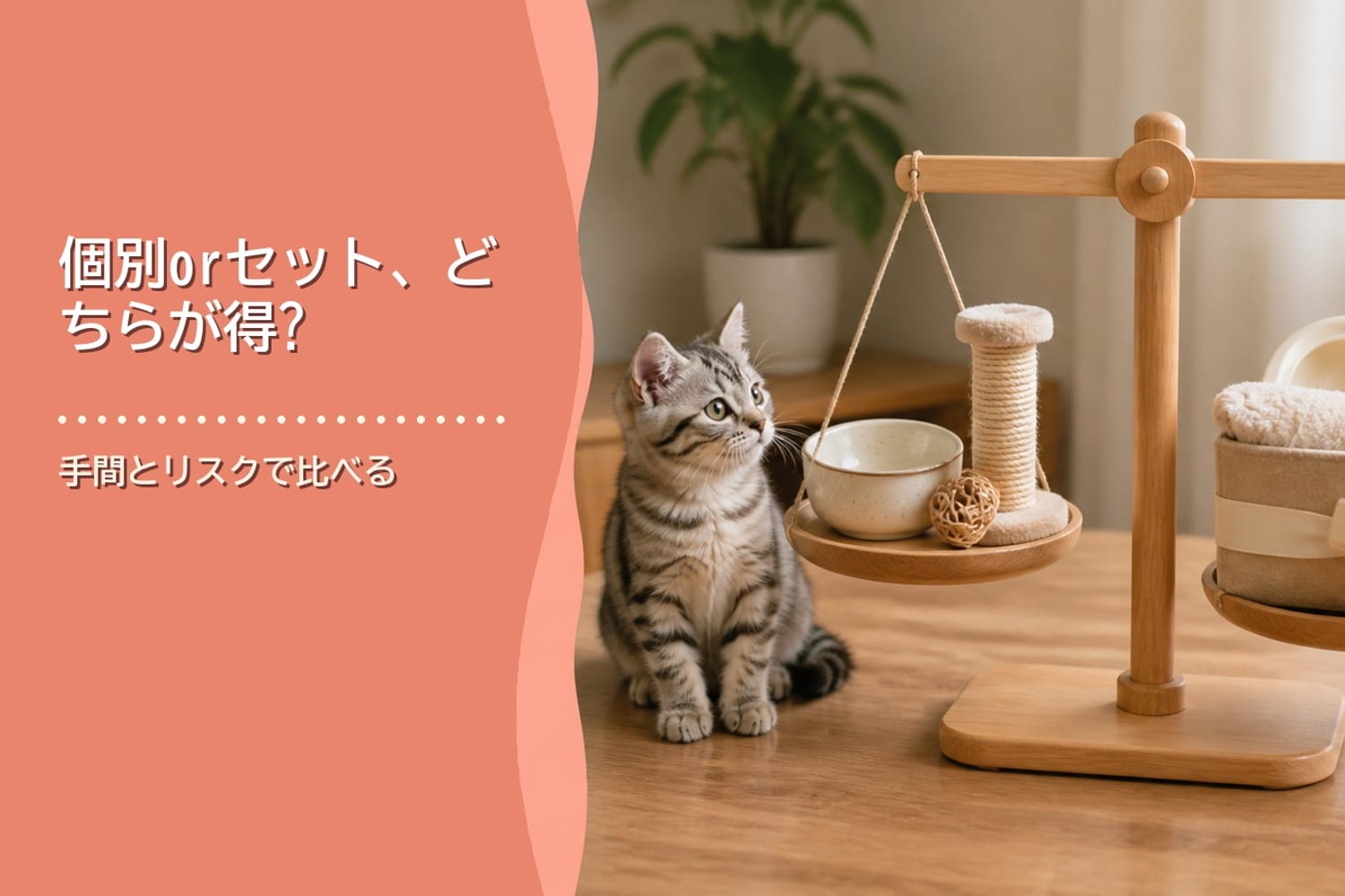 個別購入とスターターセットを天秤にかけて比較するイメージ