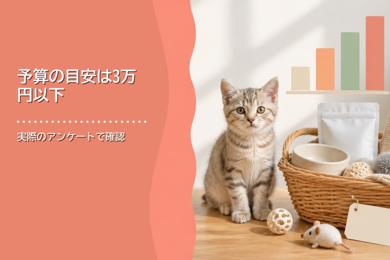 予算の目安をアンケートグラフとともに示すイメージ