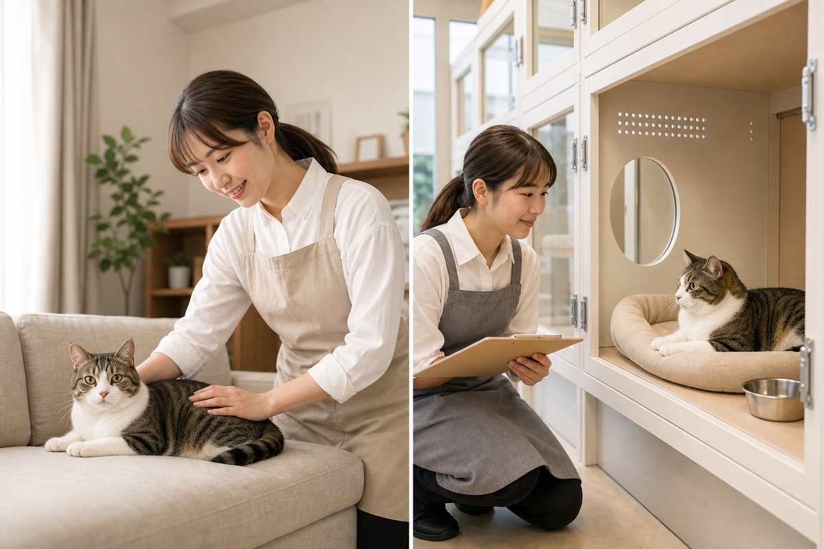 自宅シッターと施設預けの比較イメージ