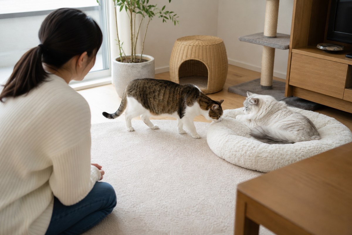 先住猫への新入り猫導入4ステップ（隔離・匂い交換・対面・同室）