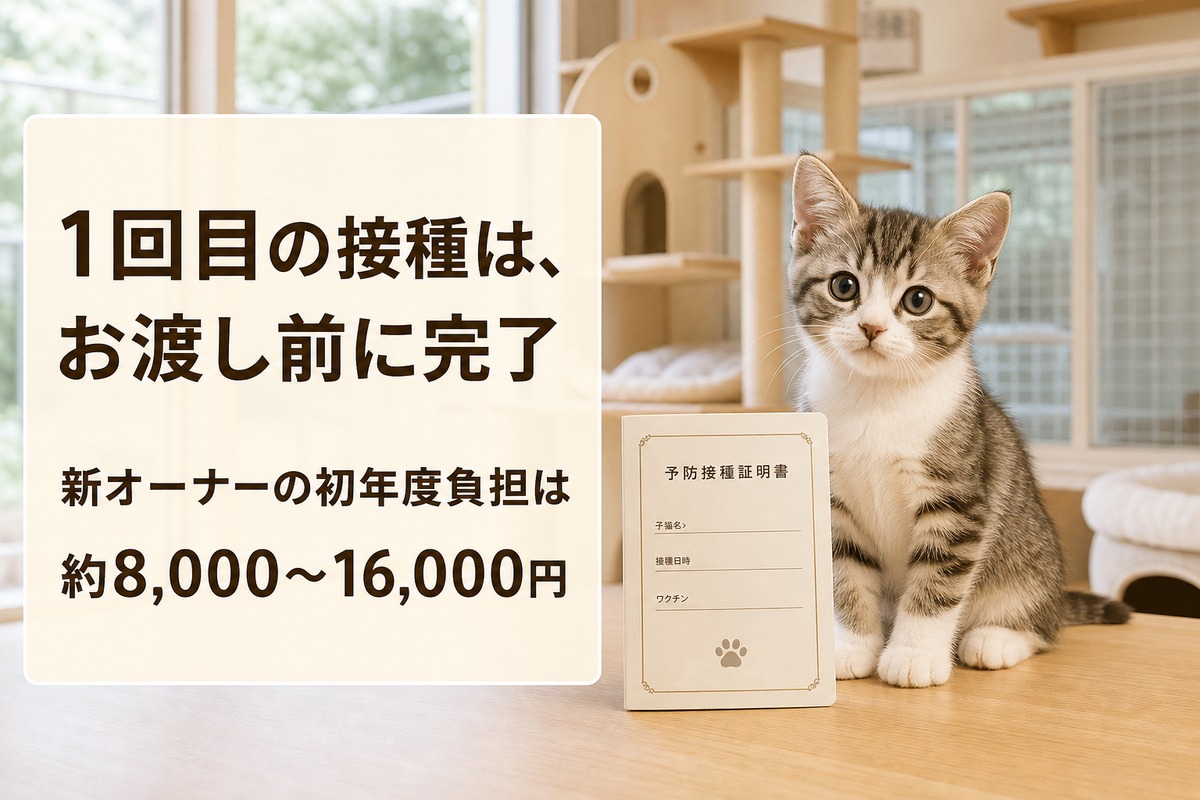 子猫とワクチン証明書を並べた初年度シミュレーション