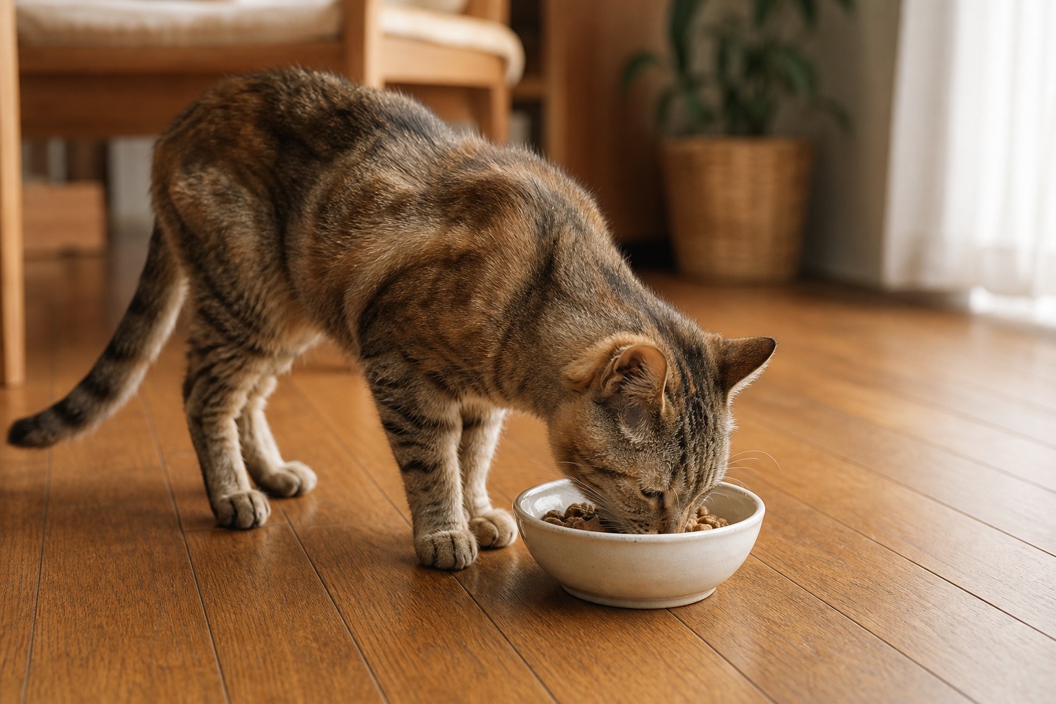 フードをよく食べているのに体が細くなってきたシニア猫。食欲があるのに痩せるのが甲状腺機能亢進症の特徴