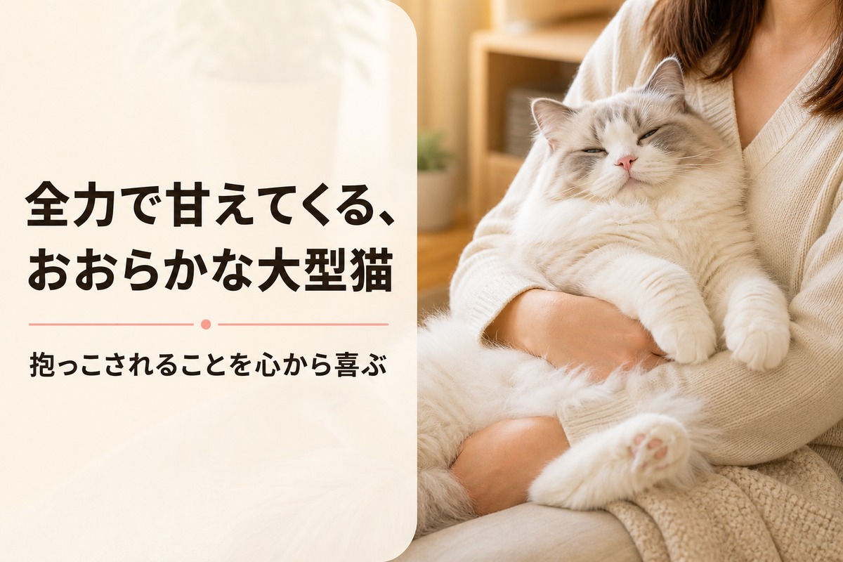 腕の中で甘えるラガマフィンの様子