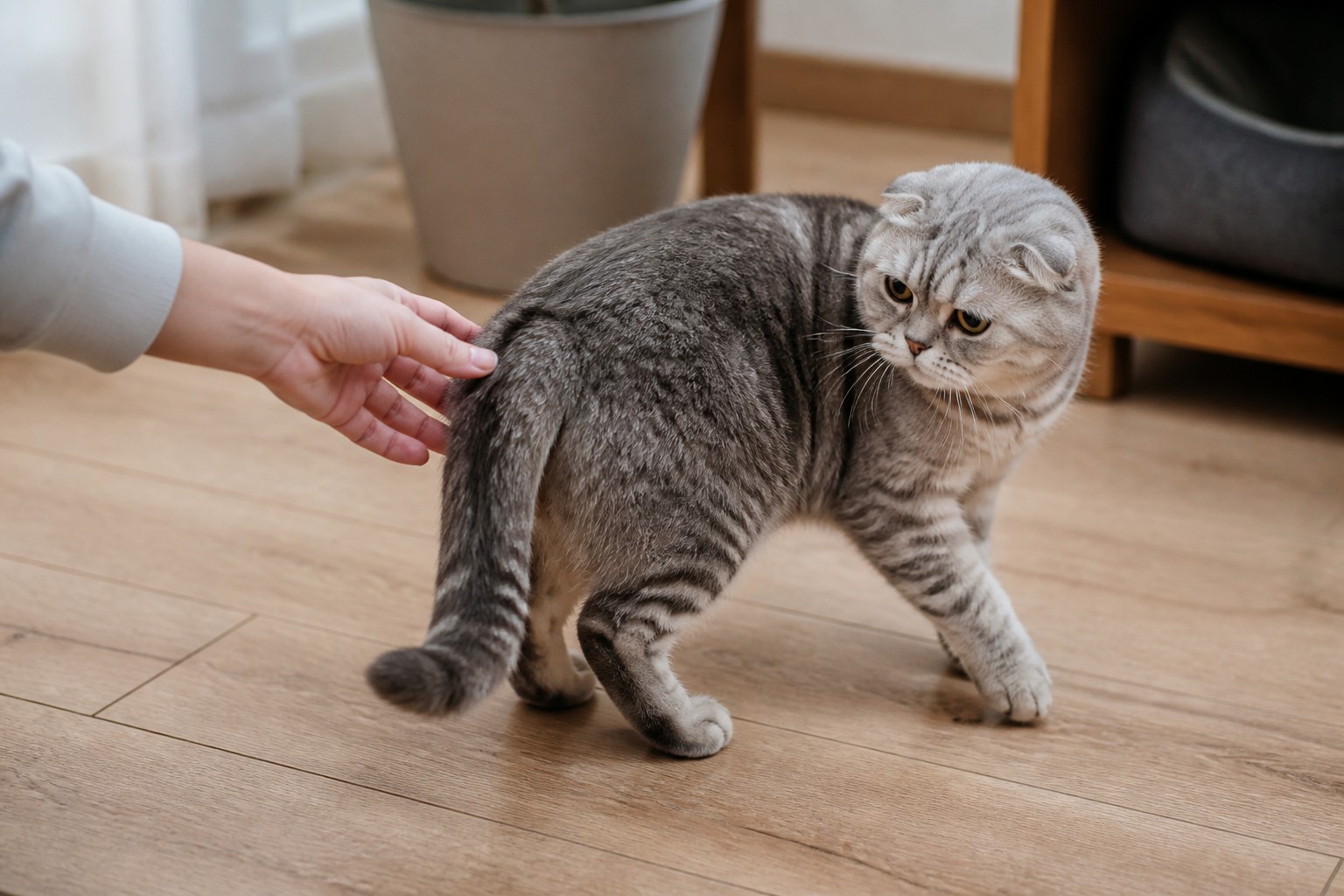 おもちゃで遊ぶスコティッシュフォールドの子猫